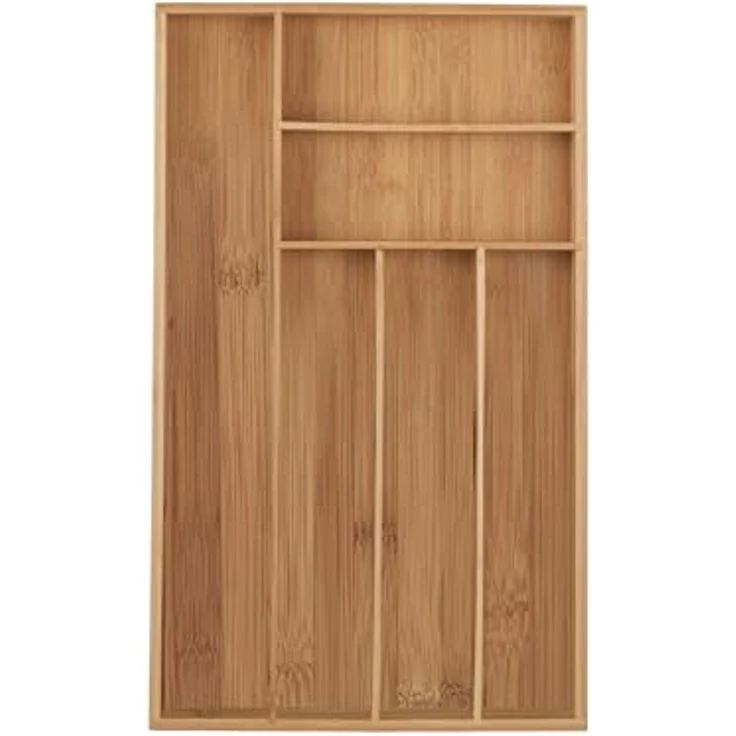 relaxdays Besteckkasten Besteckkasten Bambus 6 Fächer, Ordnungshelfer für Küchenutensilien und Schreibtischbedarf, natur – Bild 9