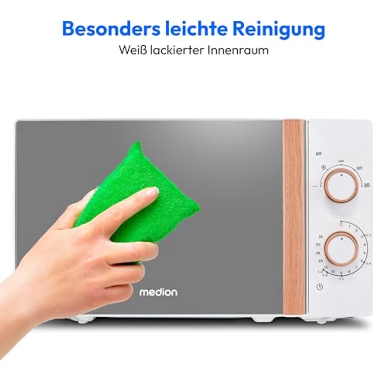 Medion® Mikrowelle MD 10596, 20 Liter Garinnenraum, 700 W, Holzoptik, verspiegelte Tür, 5 Mikrowellen-Leistungsstufen – Bild 6