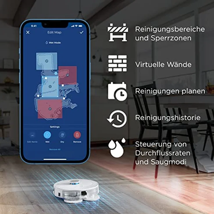 BISSELL SpinWave R5 | Saugroboter mit Wischmopp | LIDAR-Navigation | Teppichböden und Teppiche Erkennung | Leistungsstarkes Saugen bis 2000pa | Kabelloser Staubsauger | 61 dB | Weiß | 3475N – Bild 3