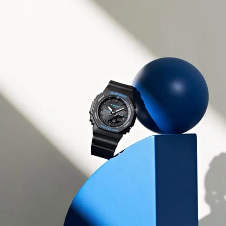 Casio GMA-P2100BA-1AER, Damenuhr mit Analoguhr und Digitalfunktionen, schwarzes Gehäuse und Armband, wasserdicht bis 20 bar – Bild 4