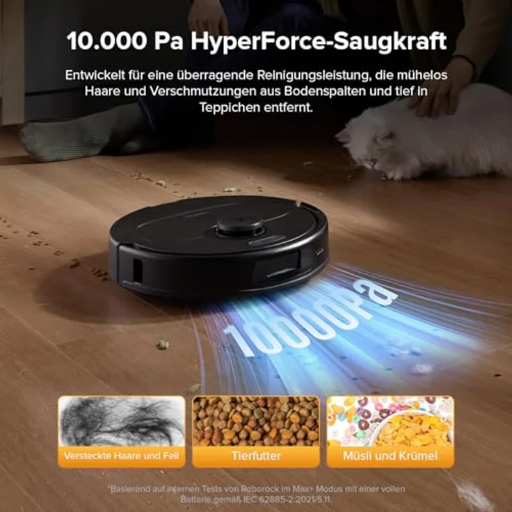 Roborock QV 35S Saugroboter Schwarz, 10.000Pa Saugkraft, Dual Anti-Tangle-System, App-Steuerung, multifunktionale Dockingstation – Bild 2