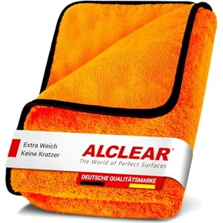 ALCLEAR 9520 XXL Auto Trockentuch, Mikrofaser Tuch 90x60 cm, saugstark & fusselfrei, orange, für Lack, Glas, Kunststoff, Felgen, 1 Stück