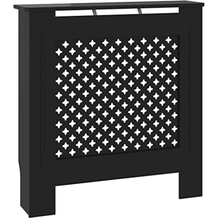 vidaXL MDF Heizkörperverkleidung, Schwarz, modernes Lattenrost-Design, 78 cm – Bild 1
