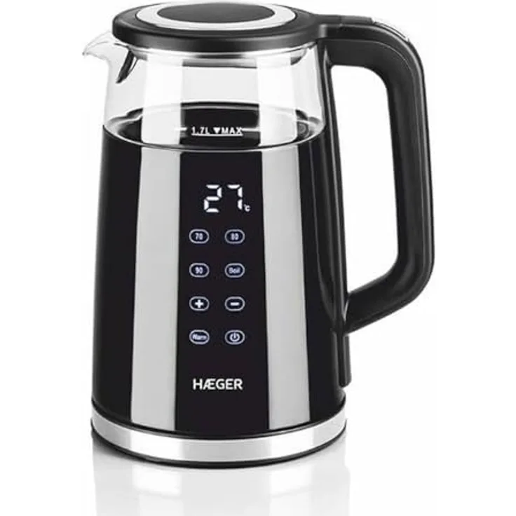 HAEGER Hag Digiglass Wasserkocher 1,7 L, 2200 W, mit 3 Jahren Garantie auf Herstellungsfehler