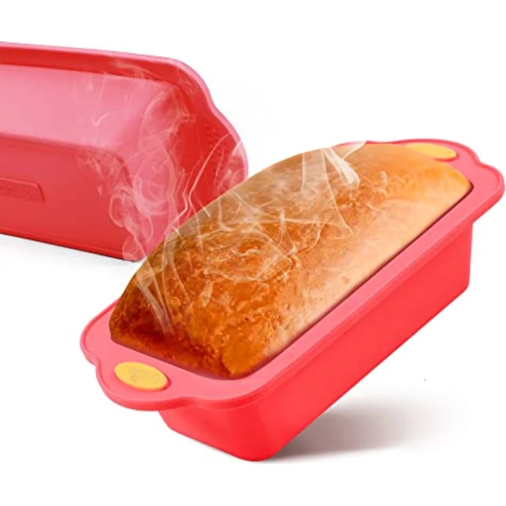 Coradoma Silikon Backform Rechteckig inkl. Rezept | Silikonform zum Brot Backen | Brotbackform 1000g Brottopf Set Springform Kastenform Kuchen | Brotform & Kuchenform – Bild 2