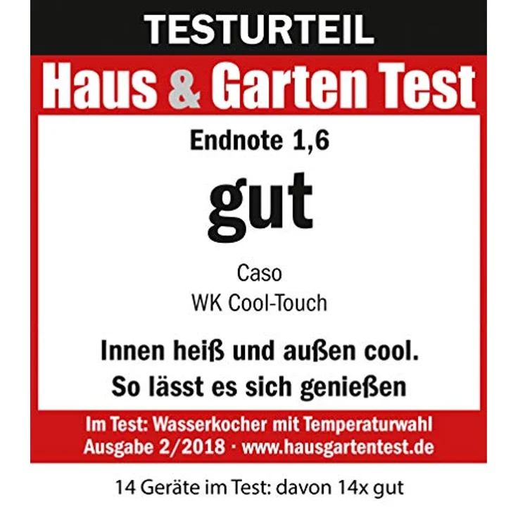 CASO WK Cool Touch, Edelstahl Wasserkocher mit Temperatureinstellung, doppelwandiges Gehäuse: wird außen nicht heiß, sparsame 1800 Watt – Bild 3