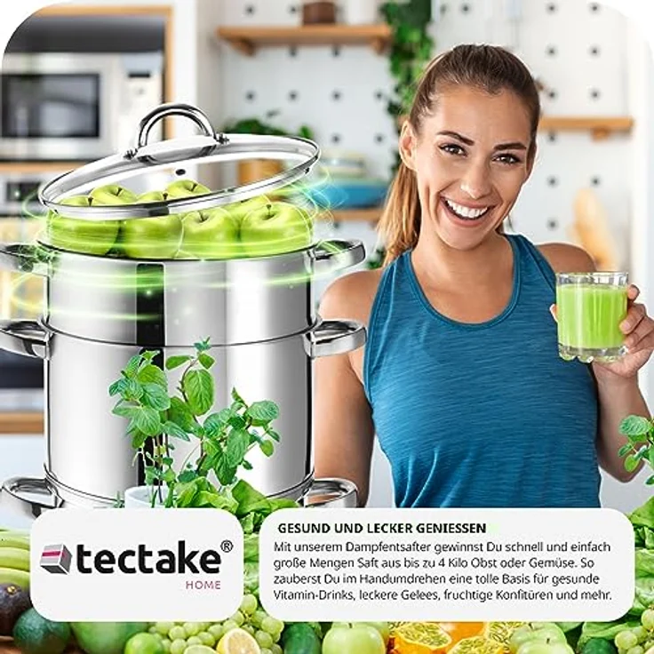 tectake Entsafter Dampfentsafter, 0 W, Edelstahl, 8,5 l Fassungsvermögen – Bild 4
