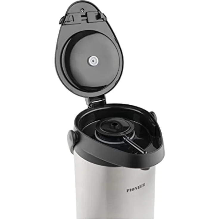 Pioneer Airpot Isolier-Pumpkanne, 3 Liters, Edelstahl-Getränkespender, Beschriftet mit 'TEA', Doppelwandig mit Griff, Bis zu 8 Stunden Heiβ und 24 Stunden Kühl, SS30HC-TEA – Bild 2