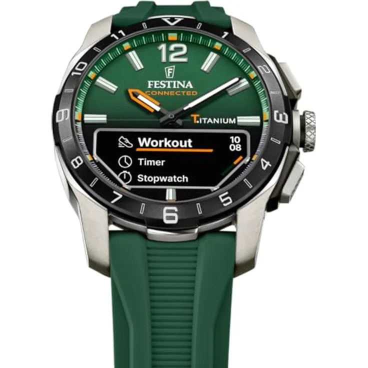 Festina Herrenuhr F23000/2 Connected D Titan grün Silikonarmband, 44mm – Bild 2