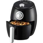 Michelino Heißluftfritteuse 1000W Airfryer 2,0L Stufenlose Temperaturregelung von 80 bis 200°C, antihaftbeschichteter Garkorb, schwarz