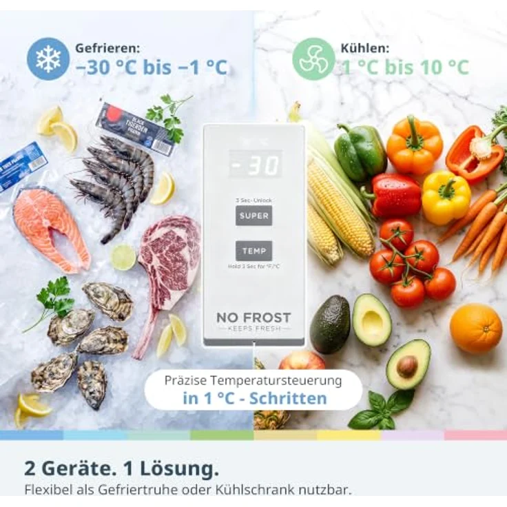 Comfee Gefriertruhe Nofrost 233L RCC231WH2EU(E), Schockfrost bei -30℃, Dual-Inverter-Technologie, hygienische Nano Silber Kohle Reinigung, flexibel nutzbar als Kühlschrank oder Gefriertruhe, weiß – Bild 5