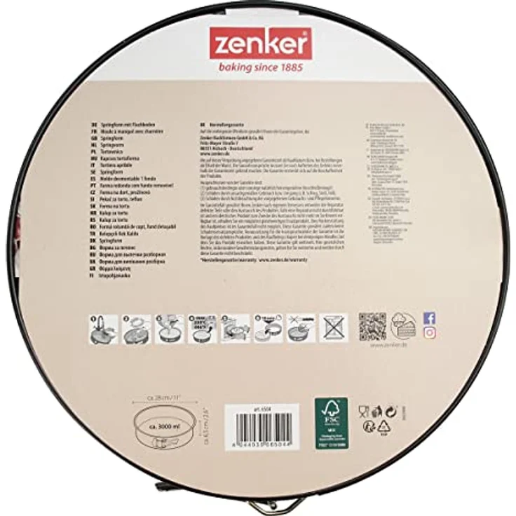 Zenker Springform Ø 28 cm, Backform mit Antihaftbeschichtung, runde Kuchenform mit Flachboden (Farbe: schwarz), Menge: 1 Stück – Bild 6