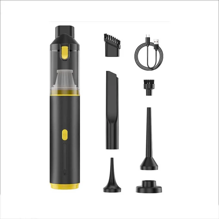 INF Kabelloser Handstaubsauger mit Bürstenlosem Motor, 16000Pa Saugkraft, 2-in-1 für Auto und Zuhause, Schwarz/Gelb