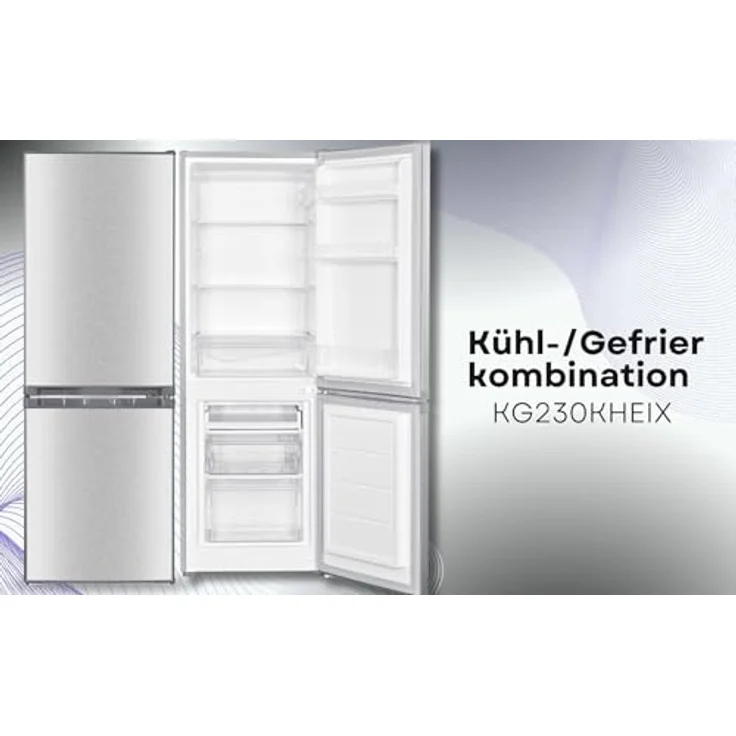 PKM KG230KHEIX Kühlgefrierkombination 173L, Inox silber mit LED-Beleuchtung – Bild 2