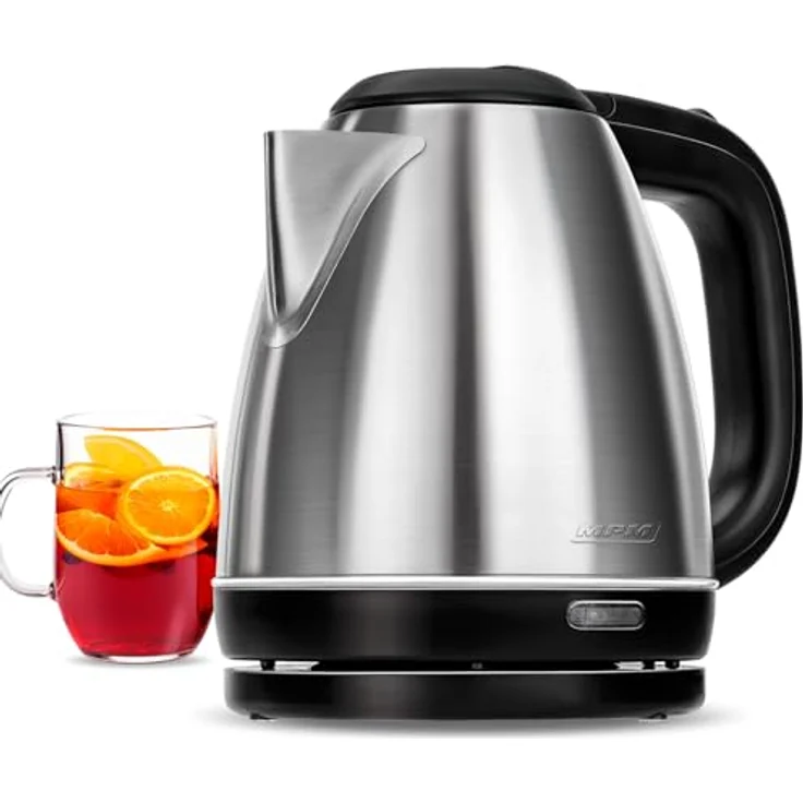 MPM MCZ-84M Elektrischer Wasserkocher, 1600 W, 1 Liter, 0 Dezibel, Edelstahl, silber – Bild 2