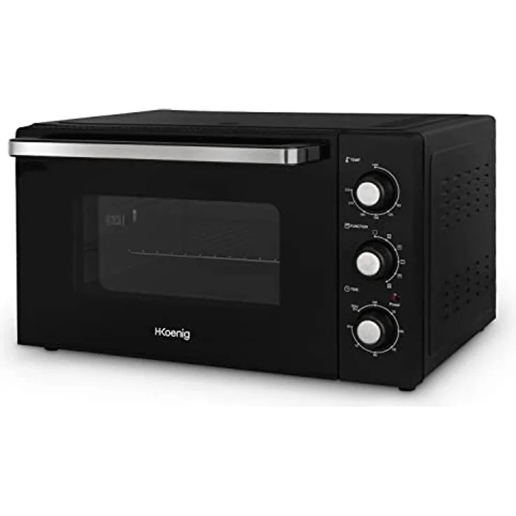 Kompakter Mini-Backofen, FO42 H.Koenig, Kapazität 42 l, Temperatur bis 230 °C, 5 Kochmodi, Timer bis 90 Minuten, Umluft/Brötchen, mit Zange, Krümelaufnehmer und Drehspieß, 2000 W – Bild 2