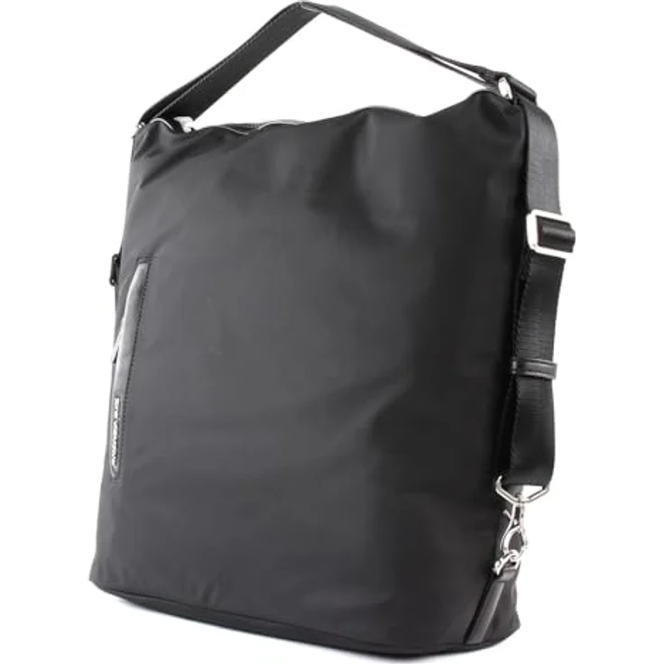 Mandarina Duck Hunter Hobo Backpack VCT10, multifunktionale 2in1 Rucksack-Tasche aus schwarzem Polyester, geeignet für A4-Ordner – Bild 3