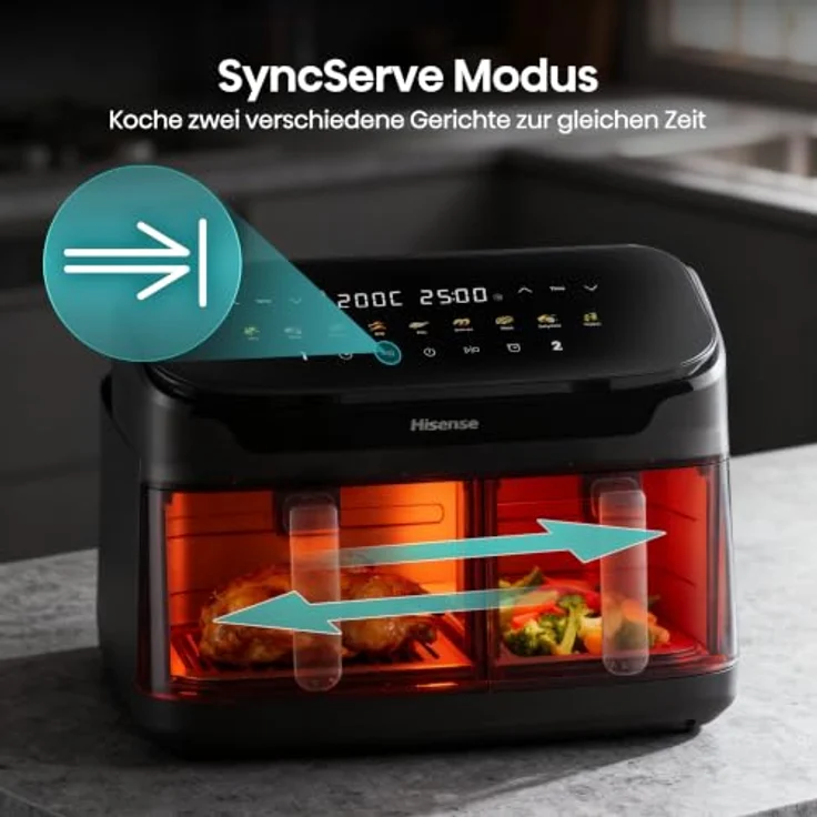 Hisense HAF2700DHA, Air Fryer Fritteuse mit 2700 W und 11 l, Schwarz – Bild 5