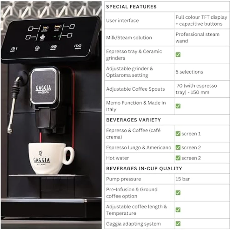 Gaggia RI8700-01 Magenta plus Kaffeevollautomat, schwarz – Bild 3