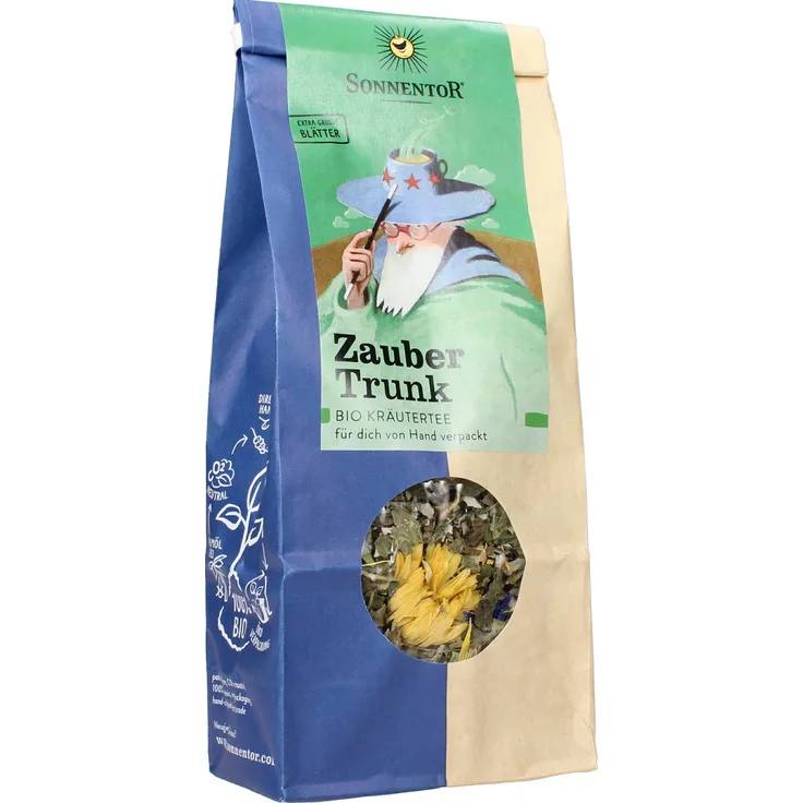 Sonnentor Zaubertrunk Bio - Lose Tee, 50 g, würzig-blumige Kräuternuancen, goldgelbe Farbe