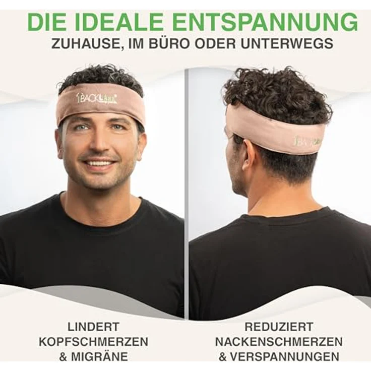 BACKLAxx® Massagegerät Akupressur Stirnband, Kopfband, Kopfmassagegerät mit Tasche zur Kopfmassage, Intensitätsregulierung durch Klettverschluss, Umweltfreundliches Halbleinen, extra intensiv, blau – Bild 5