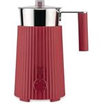 Alessi Plissé MDL13 R - Multifunktions-Induktions-Milchaufschäumer, aus Thermoplastischem Harz, Kanne aus Edelstahl 18/10, Europäischer Stecker 600 W, 35 cl, Rot
