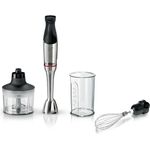 Bosch Hausgeräte MSM6M831, Stabmixer, 1200 W mit Edelstahlklingen, Silber, inkl. Zerkleinerer und Schneebesen, spülmaschinenfest