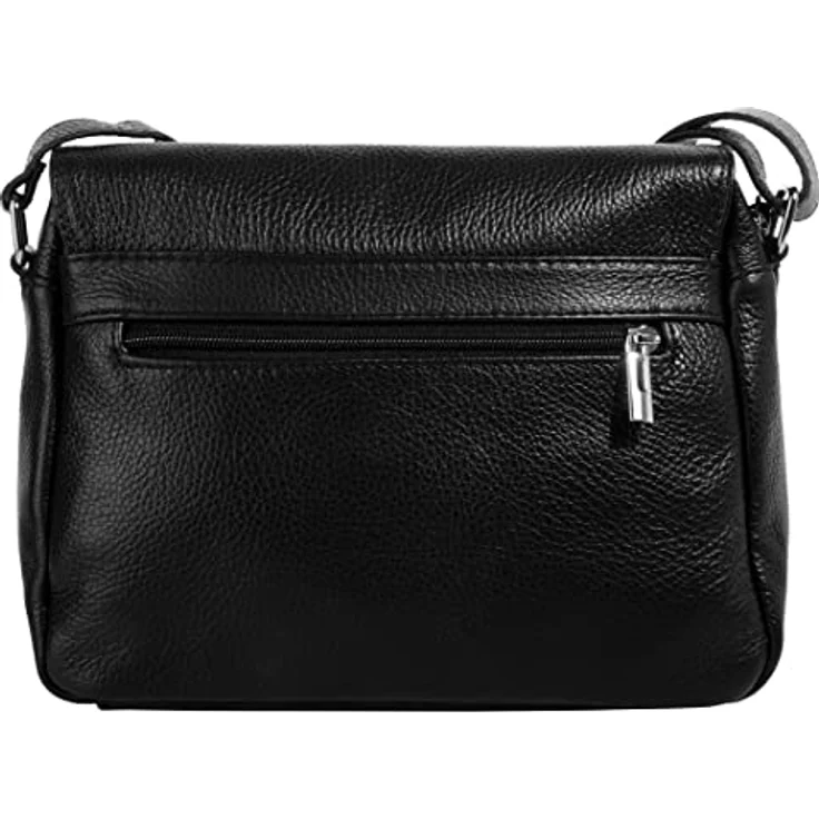 Samantha Look Umhängetasche, echt Leder, Made in Italy, 22 cm x 18 cm, verstellbarer Schulterriemen, 4 Fächer, schwarz – Bild 4