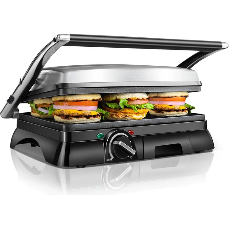 Aigostar Samson XXL Kontaktgrill, Panini Grill und Sandwich Maker, antihaftbeschichtet, 2000 W, verstellbarer Temperaturbereich 190 - 230℃