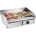 Royal Catering Grillplatte elektrisch Elektrogrill Gastronomie Tischgrill Edelstahl RCEG-55 (3000 W, 55x35 cm, 30-300°C, glatt, Gehäuse aus Edelstahl) Silber