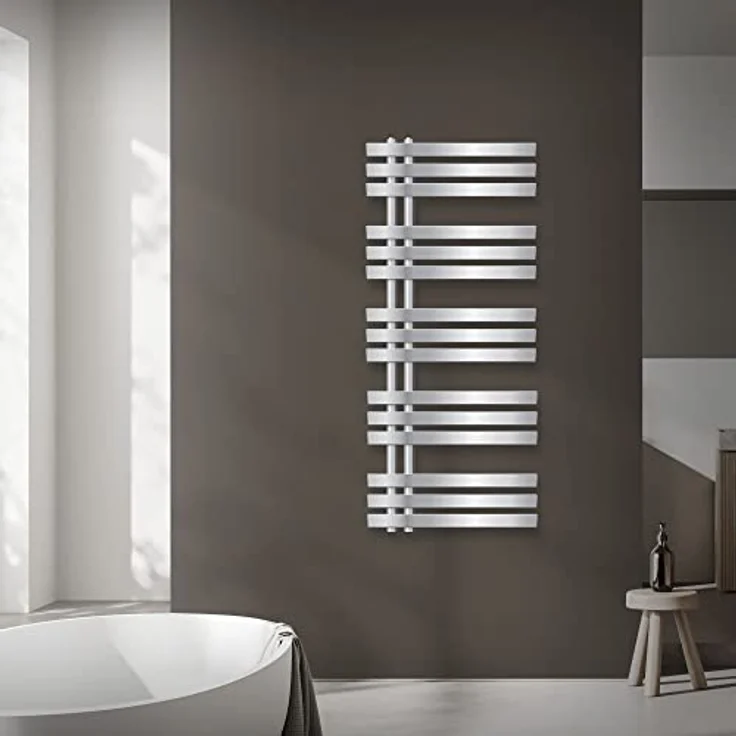 ECD Germany Iron EM Design Badheizkörper Elektrisch mit Heizstab 900 W - 500 x 1200 mm - Chrom - Designheizkörper Paneelheizkörper Handtuchwärmer – Bild 2