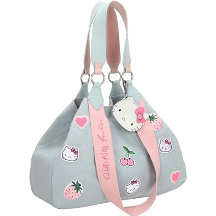 Fritzi aus Preußen Izzy Medium Hello Kitty, Canvas Shopper Tasche 42 cm, petrol, 100% Baumwolle – Bild 4