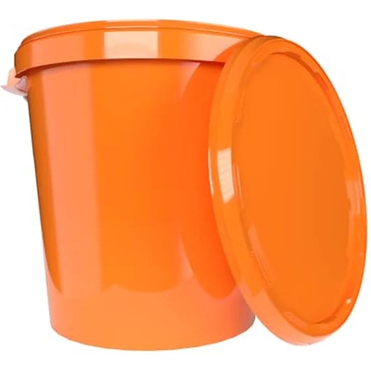 FixedByU 10 Eimer mit Deckel 30 Liter Made in Germany - lebensmittelecht, stabil, luftdicht - Vorratseimer Orange – Bild 2