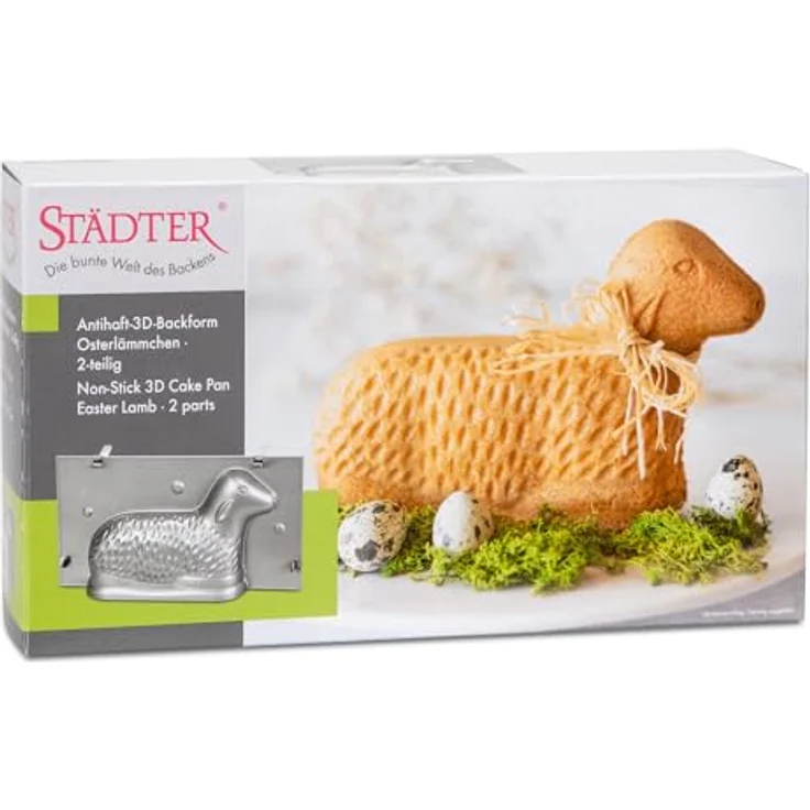 Staedter 3D Osterlamm Backform extra groß, antihaftbeschichtet, 880 ml, mit Befestigungsklammern, für kreative Osterbäckerei – Bild 4