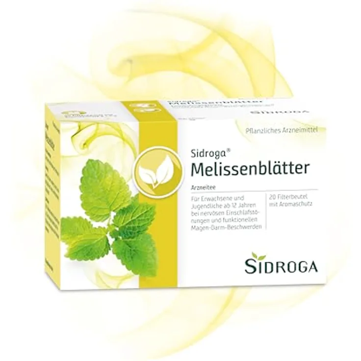 Sidroga Melissenblätter Tee, Filterbeutel 20x1,5 g für nervös bedingte Einschlafstörungen und Magen-Darm-Beschwerden