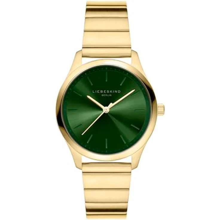 LIEBESKIND Damen Armbanduhr – Quarzuhr Ø 33 mm – Rundes Edelstahlgehäuse gold teilmattiert – Zifferblatt gut ablesbar – Edelstahl- und Lederarmband – 5 ATM wasserdicht – Geschenkbox – Bild 1