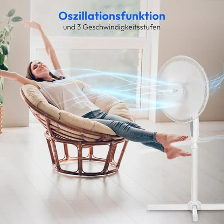 Medion Standventilator (MD18795) mit Fernbedienung 103-123cm Höhe 3 Stufen – Bild 6