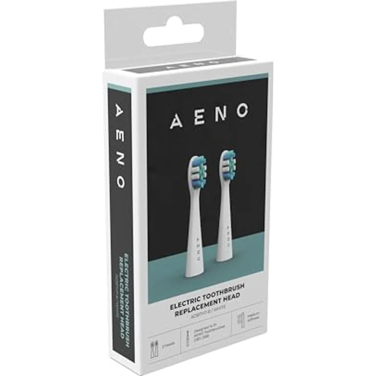 AENO Ersatzzahnbürstenköpfe ADBTH7-8 für ADB0007/ADB0008, Weiß, Ultraweiche Dupont-Borsten, 2 Stück Set – Bild 2