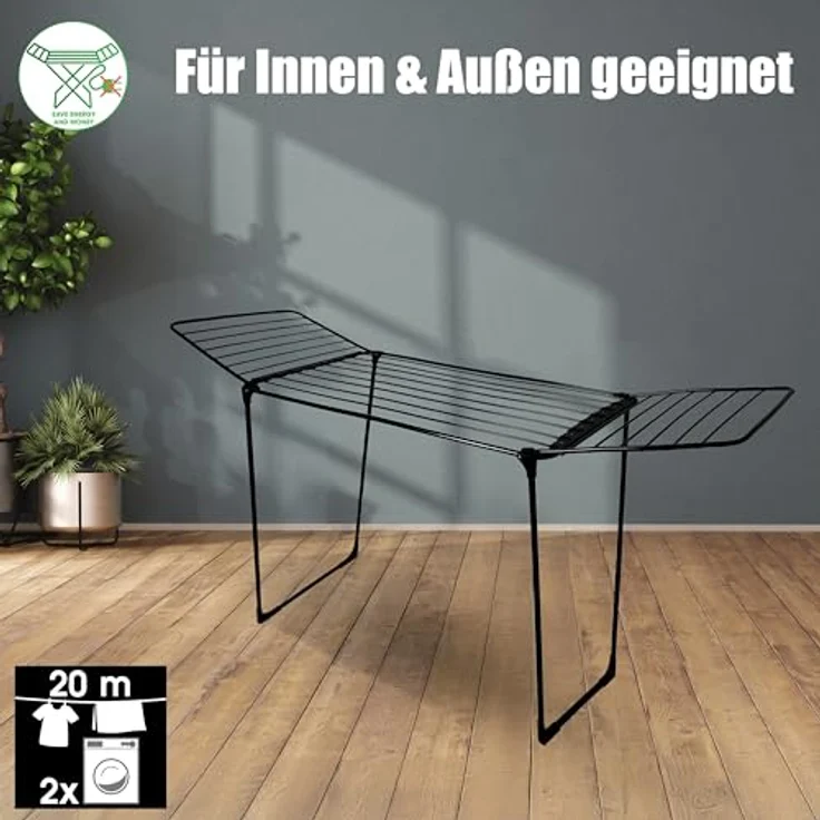 BigDean Wäscheständer 20m extra hoch & Dicke Leinen - Wäschetrockner Made in Europe, edles Schwarz – Bild 4