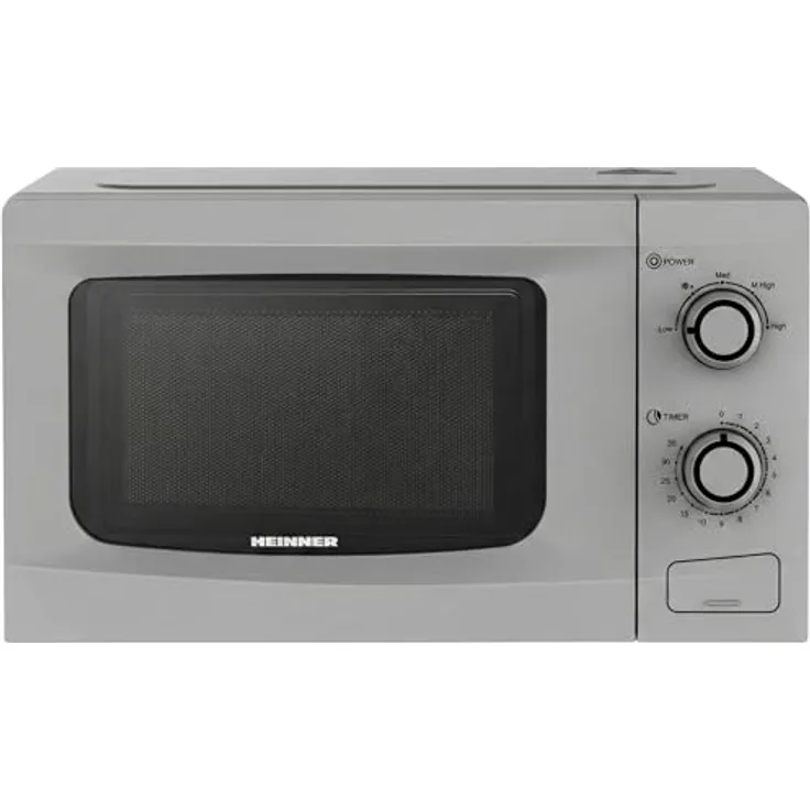 Heinner HMW-M2035SL Freistehende Mikrowelle 20 L, 700 W, Mechanische Steuerung mit Timer, Silber