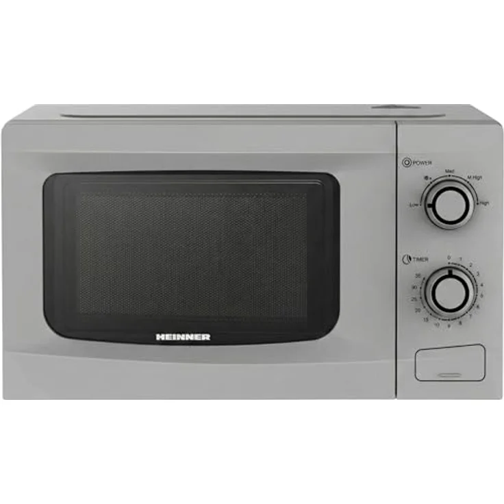 Heinner HMW-M2035SL Freistehende Mikrowelle 20 L, 700 W, Mechanische Steuerung mit Timer, Silber – Bild 1