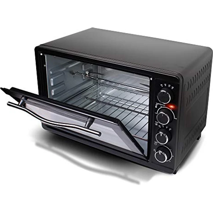 TurboTronic Minibackofen mit Umluft 45L schwarz 2000W, Drehspieß, Timer, Mini Backofen, Pizzaofen, 2 Backbleche, Grill – Bild 3