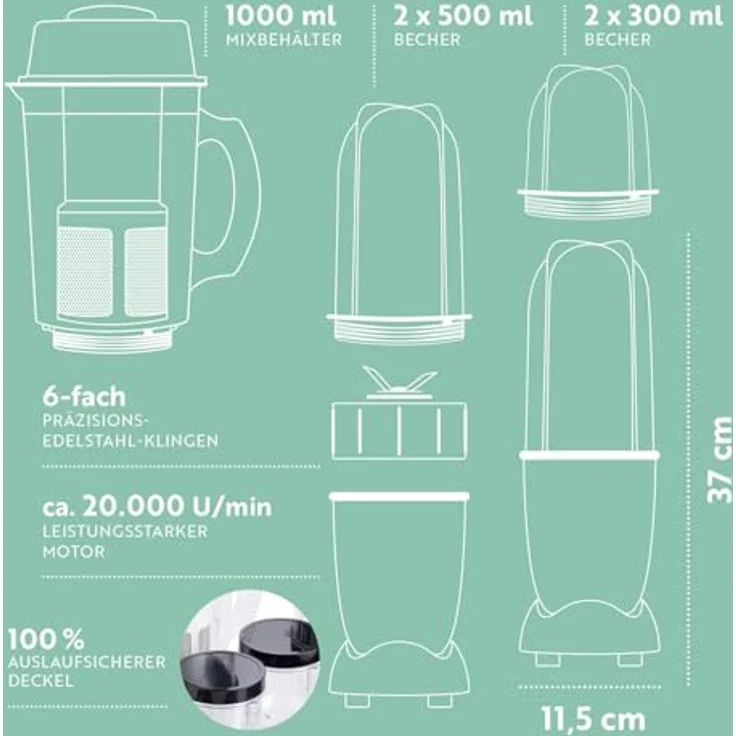DS Produkte GOURMETmaxx Mixer Mr. Magic 18-tlg. 400W grau/schwarz GS-Zertifikat – Bild 7
