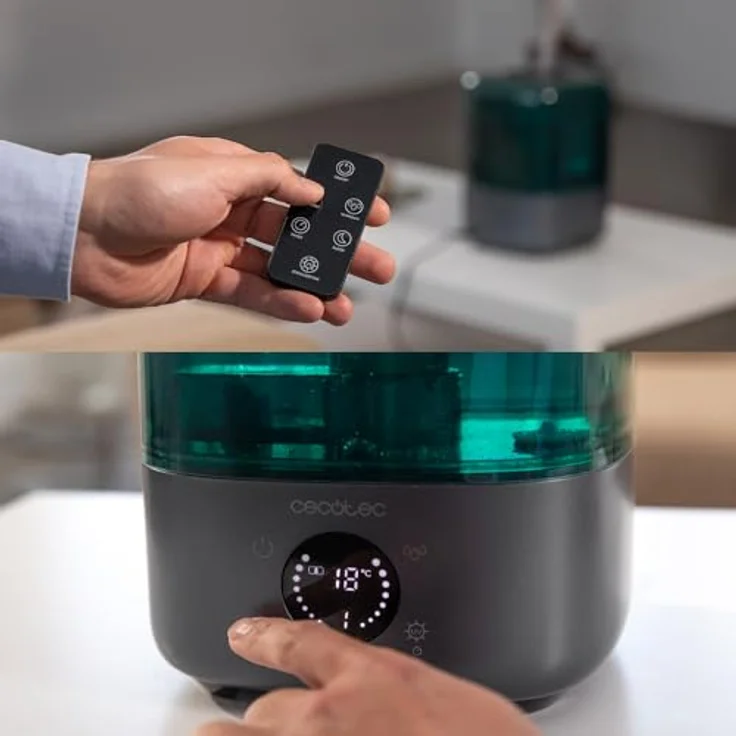 Cecotec Breezecare 2900 Smart, Wasser-Luftbefeuchter mit Fernbedienung, 25W, 300ml/h, 4,5L Tank, Touchscreen, Timer bis 8 Stunden, Hygrostat 45%-90% – Bild 5
