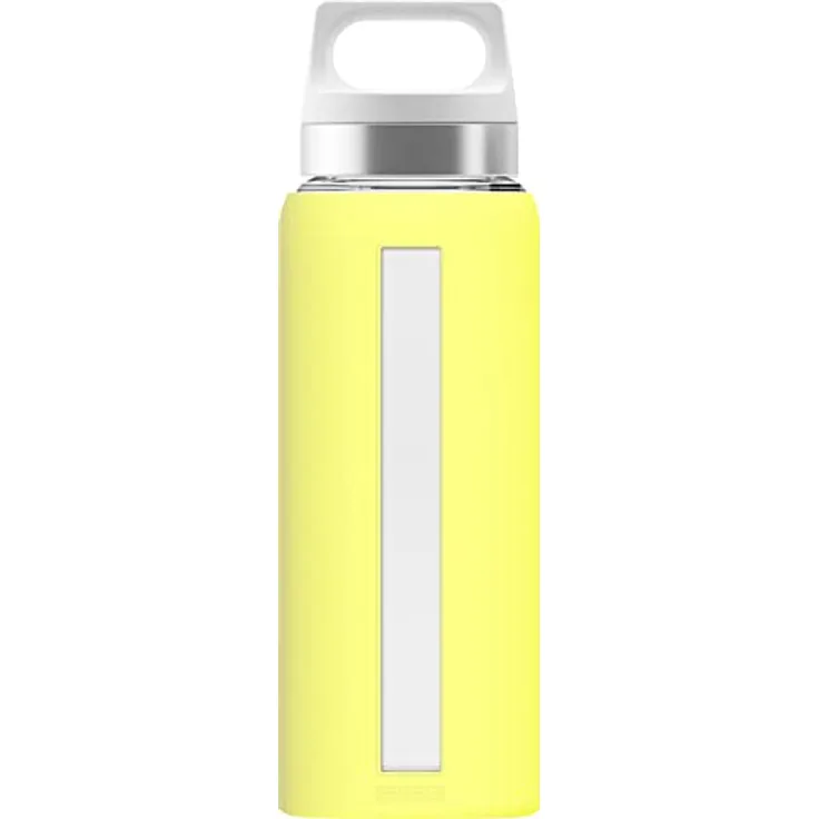 SIGG Dream Ultra Lemon Trinkflasche (0.65 L), schadstofffreie und hitzebeständige Trinkflasche, auslaufsichere Trinkflasche aus Glas mit Silikonhülle
