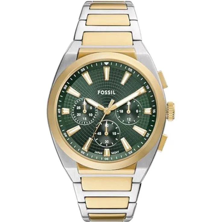 Fossil FS6106, Herren Analog Quarz Uhr mit grünem Zifferblatt, Edelstahlarmband und 50m wasserdicht – Bild 1