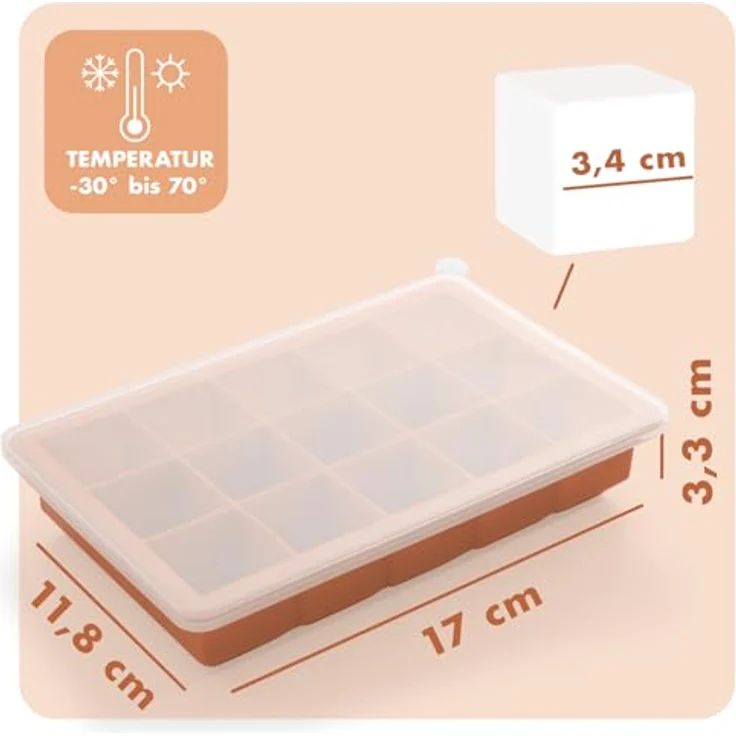 Blumtal Eiswürfelformen Silikon 3er Set, 15er Eiswürfelform mit Deckel, BPA-frei, lebensmittelecht, Olivgrün + Olivgrün + Mineral Rot – Bild 4