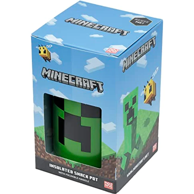 Puckator Minecraft Creeper Offizielle Lizenz Thermobehälter aus Edelstahl 500ml für kalte & warme Speisen, Brotzeitbox – Bild 2