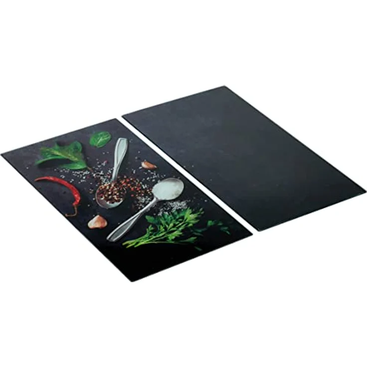 Allstar Glasabdeckplatten Basilikum - 2er Set, Kochplattenabdeckung für Glaskeramik-Kochfelder, Gehärtetes Glas, 30 x 0,8 x 52 cm, mehrfarbig – Bild 2
