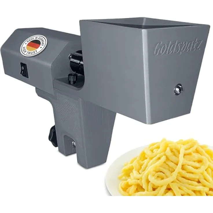 Goldspatz Profi MAX Plus, elektrische Spätzlemaschine mit Elektromotor, Edelstahlkurbel & Klemme - für bis zu 200 Portionen pro Tag - Made in Germany